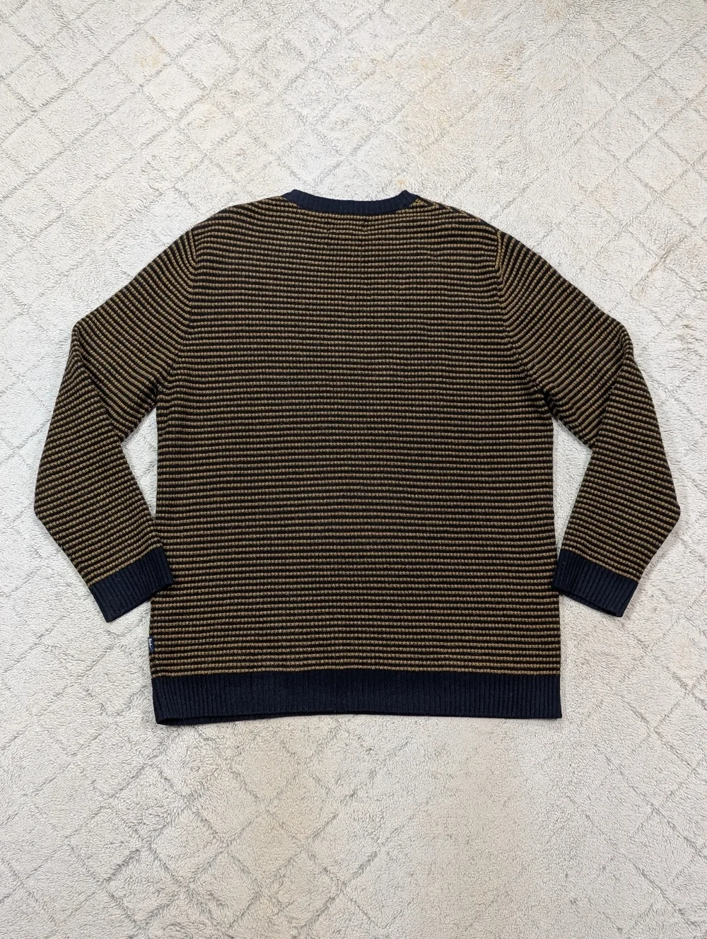 Barbour Sweater Mens XXL Blue Yellow Wool Knit Fisherman Naval Outdoor Casual